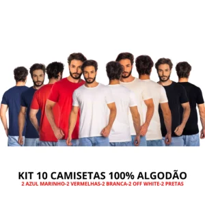 Kit 10 Camisas Masculina Lisa Algodão Premium Abuzze