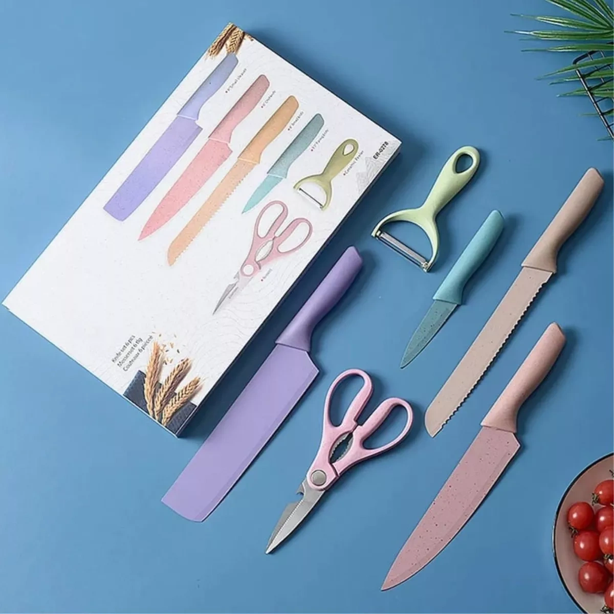 Kit De Facas Inox Profissional Colorido 6 Peças - Imagem 4