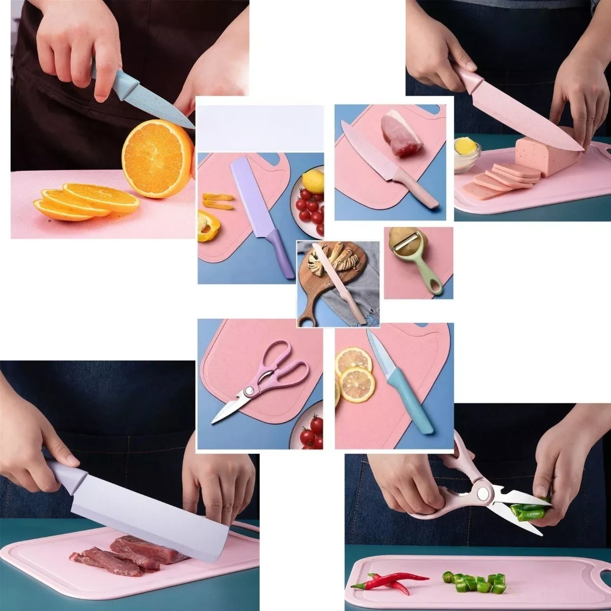 Kit De Facas Inox Profissional Colorido 6 Peças - Imagem 6